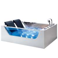 Fashion design double seat white acrylic free standing whirlpool jaccuzi bathtub