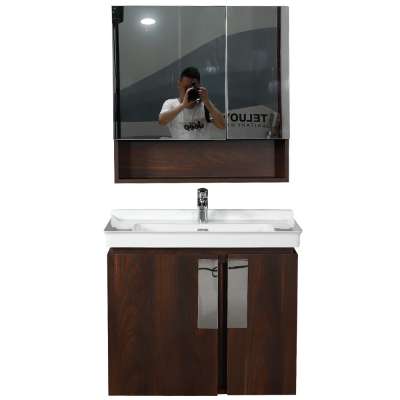 china manufacture dark brown classic lacquer door finish solid wood bathroom cabinet