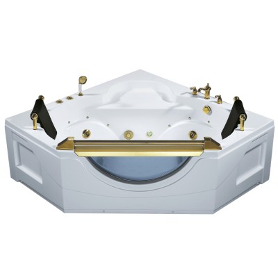 gold stainless steel bracket  modern spa corner acrylic whirlpool massage bathtub