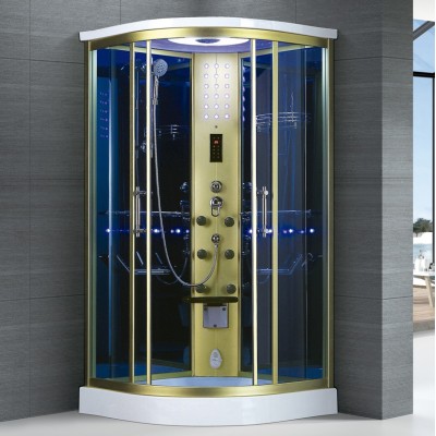 Hot sale one person steam shower room with gold frame